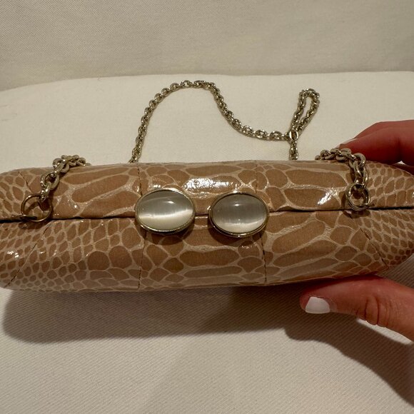 Sondra Roberts Nude Embossed Clutch with Pearl Closure - Picture 7 of 9